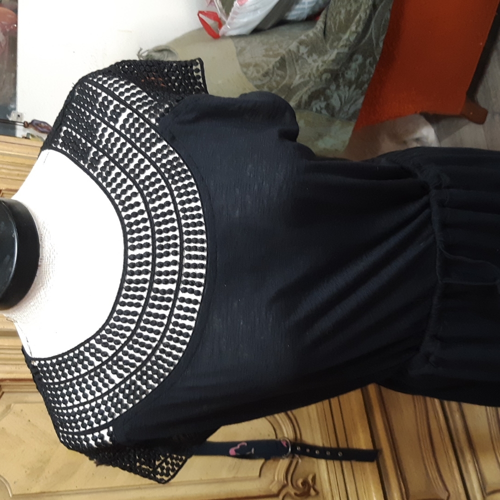 Womens dress tie elastic waist thin material REITMANS Black Summer med